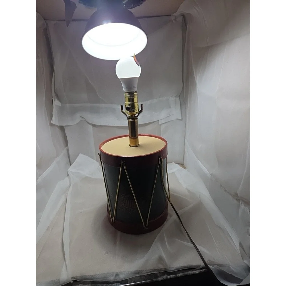 VTG Handmade 1940s Drum Lamp Great Seal of America Tested Working